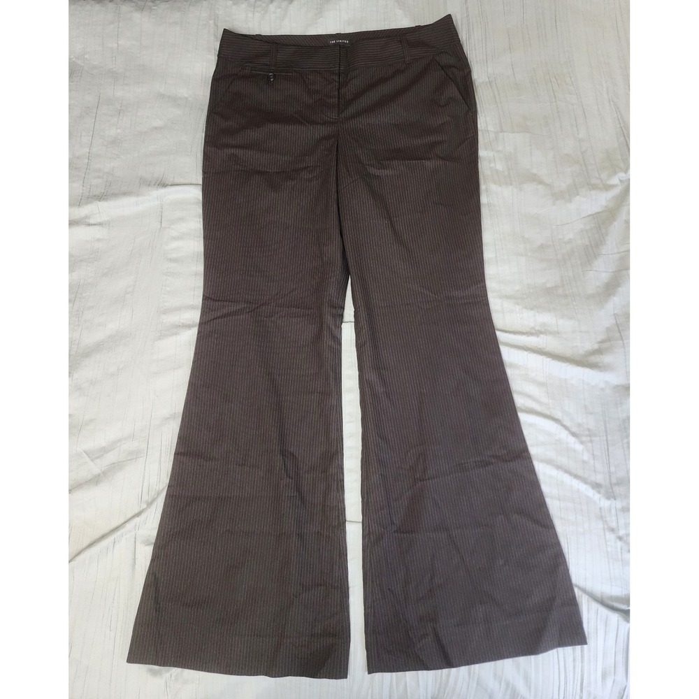 The Limited Pinstripe Cassidy Fit Flare Leg Dress Pants Brown Size 12